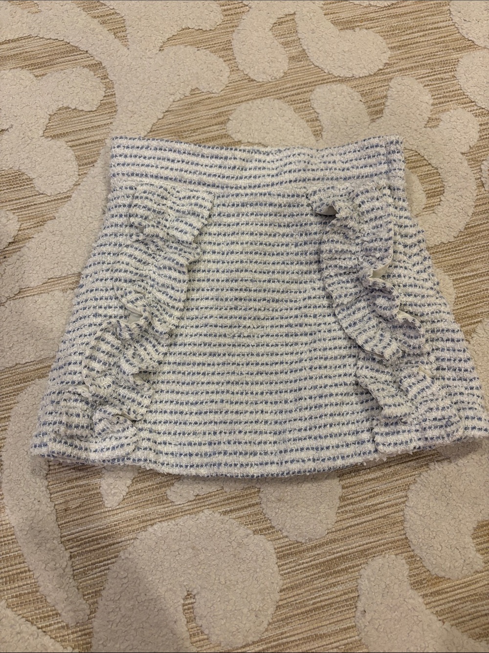 Janie and Jack girls Striped Ruffle Skirt - White & Light Blue